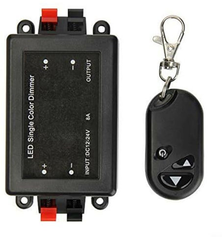 3-Button RF Monochrome Dimmer,LED Single Color RF Dimmer,12V-24V 8A Wireless RF Remote Controller Dimmer Switch