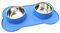 DIVCHI Pets Bowl Food And Drink Double Bowls Set With Silicone Mat Tray For Cats Puppies Small Dogs Feeding (Blue, L)