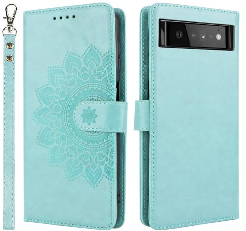 ELTEKER Handyhülle für Google Pixel 6 Hülle Klapphülle mit Kartenfach Schutzhülle Flip Case - Grün