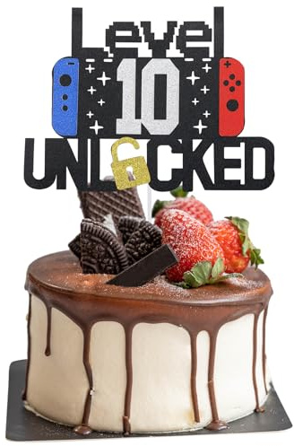 10th Birthday Cake Topper Gaming Cake Topper Personalized Happy Birthday Cake Topper Decoration Cake Decorations Birthday Cake Topper Game Party Supplies for Kids Boys