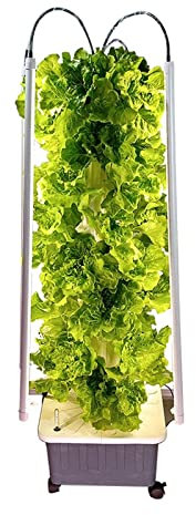 Sistema de cultivo hidropónico de cultivo hidropónico, hidropónico vertical de lluvia, invernadero, jardín, torre hidropónica interior con luz LED, jardinera, kit hidropónico(8layers with light)