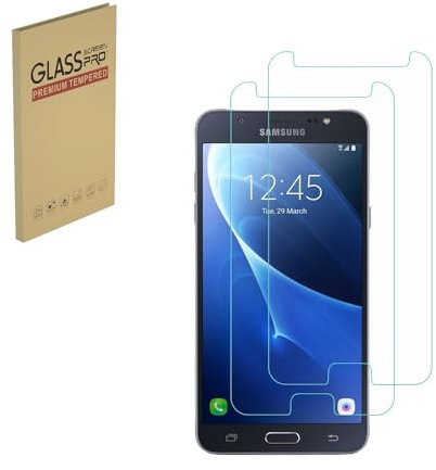 Protector de pantalla para Samsung Galaxy J7 2016 Película protectora de vidrio templado HD 9H Dureza Estuche Amigable Fácil instalación Anti arañazos Sin burbujas (2 piezas)