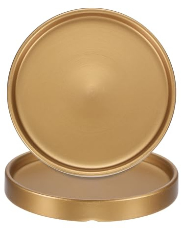 M METERXITY 2-Pack Ceramic Plant Saucer, 6.3 Inch 16cm Plant Water Catcher Tray, Plant Pot Saucers for Indoor/Outdoor Plants/Flower Drainage Drip Water Tray [Round Gold]
