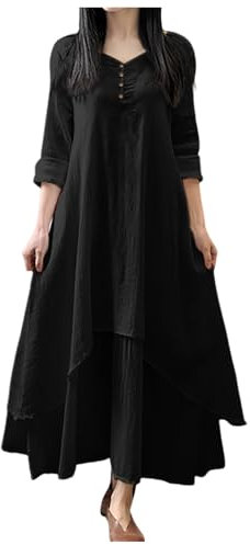 WVONIF Robe Femme Grande Taille Noel Robe Femme Oversize Tunique Velours Côtelé T-Shirt Robe Lâche Élégante Coton Longue Tops Grande Taille Femme Robe soirée Jupe Vintage Femme Longue