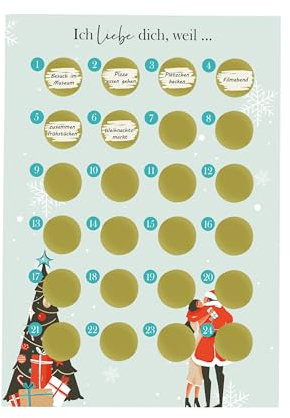 Adventskalender zum rubbeln und selbst schreiben Ich liebe dich weil… Rubbeladventskalender für Freundin, Freund & Paare - Rubbelkalender - Weihnachtskalender