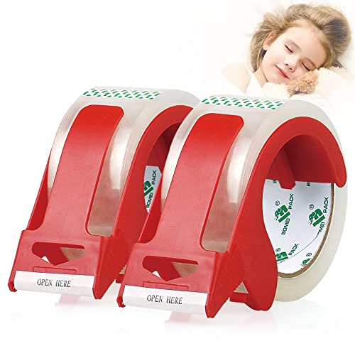 BOMEI PACK Cinta adhesiva transparente de desenrollado silencioso, 2 rollos de 60 m x 50 mm con dispensador