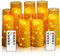 JINYANIA Flammenlose LED Kerzen, Batteriebetriebene Stumpenkerzen mit eingebetteter Sternschnur-Lichterkette, Mit Fernbedienung und Timer, Home Dekoration Romantische, Set von 7 Schrägen（Gold）