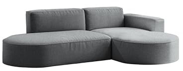 Kaiser Möbel - Sofa L Form - Ecksofa, Sofa 3 Sitzer - 236 x 165 cm - L Couch für Wohnzimmer, Jugendzimmer - Wohnlandschaft L Form - Ottomane Rechts - Modena Falten - Anthrazit