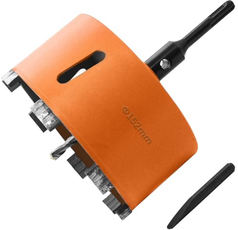 Meccion Scie à Cloche Couronne Diamant avec Foret Pilote et Adaptateur SDS Plus, Fritté Diamant Foret pour Carotteuse pour Béton, Maçonnerie, Murs, Pierre, Granit. (152mm)