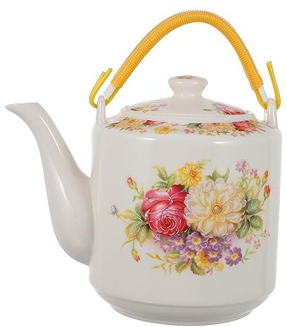 Teekessel aus Keramik, Teekanne, Kaffeekessel, 1 Stück, Keramik-Teekanne, dekorative Teekanne mit Blumenmuster, kleine Teekanne, antike chinesische Teekannen, chinesische Porzellan-Teekanne(White)