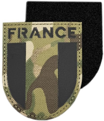 Patch Infrarouge Réfléchissant France - Militaire France Scratch Drapeau Sac, Brodé Camouflage 9x5 cm pour Sac à Dos/Uniforme, Écusson Armée Française (Écusson)