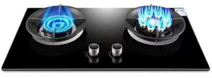 Cucina A Gas 2 Bruciatori, 7,2 KW A Sinistra E 5,2 KW A Destra, Fornello A Nove Cavità, Protezione Anti-estinzione E Anello Di Raccolta energia, Vetro Temperato(NG)