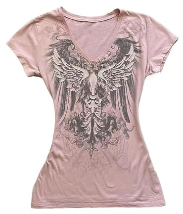 Grunge Shirts Emo Clothes Teen Girls Vintage Graphic T Shirt Y2k 21st Century Gothic Top Women Mysbling Short Sleeve Streetwear