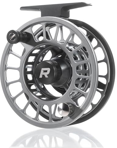 RIFT Breach Fliegenfischrolle, Carbon-Scheibenbremse, CNC-gefräste Fliegenrolle aus eloxiertem Aluminium, 3/4, 5/6 Gewicht, Schwarz, Silber (Schwarz/Grau – ohne Schnur, 5/6 W)