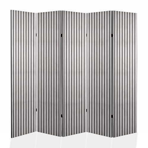 framed concept Paravent Raumteiler Holz 225x172 cm, 5-teilig beidseitig, Sichtschutzwand