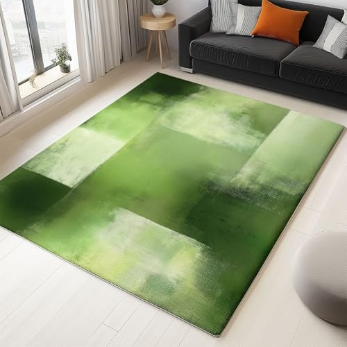 WHUOEUCO Tappeto Salotto 160x230cm Blocco Verde Oliva Morbido Tappeto Scendiletto Camera da Letto Tappeti Lavabili per Soggiorno Cameretta Bambino Ufficio