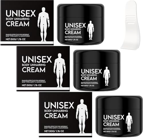 Rosino unisex Körperbärke Creme, schmerzlose Haarentfernung für Männer, Makellose beruhigende Depilatory -Creme Entfernen Sie unerwünschtes Haar in intimem/privatem Bereich, sanft (3Pcs)