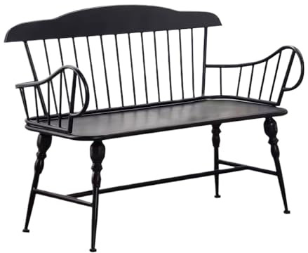 Dh2yjnbf3 Garten Balkonsitz mit Armlehne for den Außenbereich, Freizeitsitz for die Parkterrasse, Schwarz (120 cm) Sitzbank