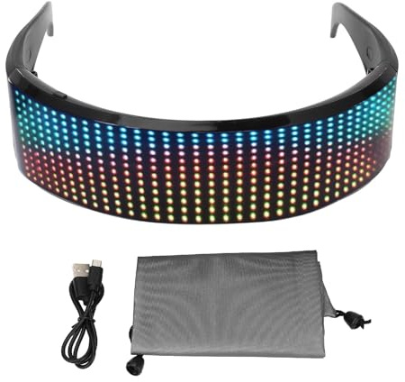 Jwthee LED-Leuchtbrille, Bluetooth-Brille, anpassbare RGB-Leucht-Cosplay-LED-Augen für Nachtclub, Festivals, Raves, Weihnachten, Halloween und Geburtstagsfeiern