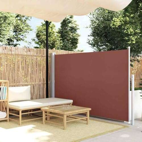 Mokuyary Toldo lateral retráctil 140 x 300 cm, marrón, toldo lateral para exteriores, parasol o cortavientos para jardín, balcón, terraza