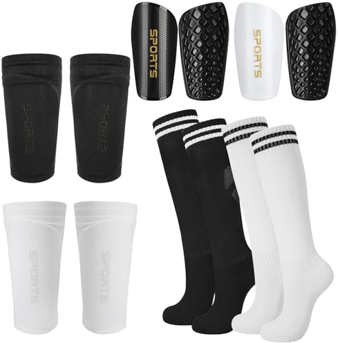 Schienbeinschoner Kinder Fussball mit Schienbeinärmeln & Fußballsocken | Sport Schienbeinschutz für Kinder Lange Fussball Socken für 7-12 Jahren Jungen & Mädchen