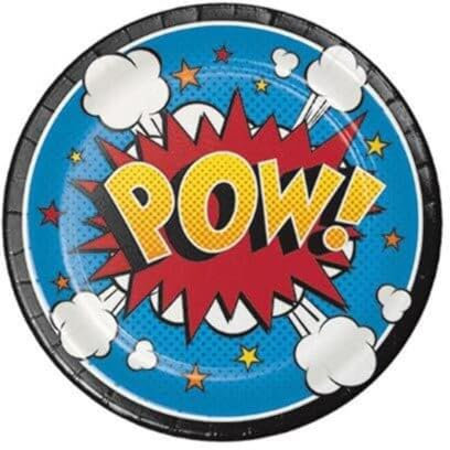 Creative Party PC324836 Comic Slogan Round Dessert Paper Plates, 7-8 Pcs, Black