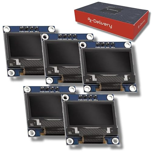 AZDelivery 5 x 0,96 Zoll OLED Display I2C SSD1306 Chip 128 x 64 Pixel I2C Bildschirm Anzeigemodul mit weißen Zeichen kompatibel mit Arduino und Raspberry Pi inklusive E-Book!