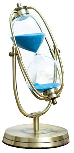 Sablier en verre pour décoration de cuisine ou pour l'enseignement En métal Bronze 30 Mins Rotating Blue in 30 Mins