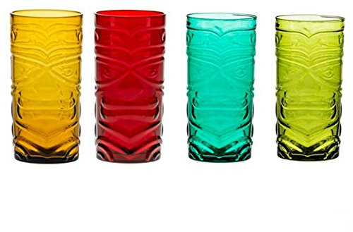 Brandani 53154 Set 4 Bicchieri Tiki colori assortiti vetro