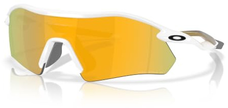 Oakley Radar Plate Rectangular Sunglasses for Men for Women, Polished White / Prizm 24k Polarized, L