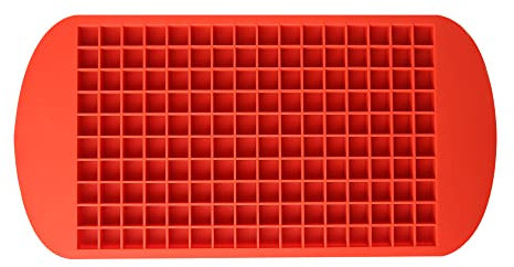 Mini 160 Ice Cubes Soft Silicone Tray Mould Tool Food Safe Ice Maker Easy Pop Out Non Stick Ice Cube Tray for Party BBQ Cool Summer (Red)