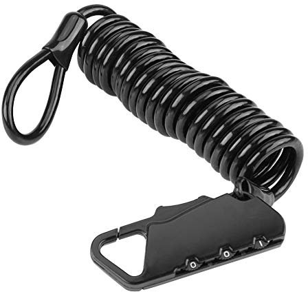 Keenso Universal Motorcycle Helmet Lock & Cable Code Combination PIN Locking Carabiner Helmetlok(Black) helmet