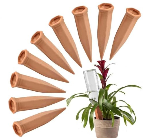 FAMILy Plant Watering Stakes10 Pack Automatic Plant Waterers for Vacations, Plant Watering Devices Terracotta Self Watering Spikes for Wine Bottles Great Plant Nanny for Indoor & Outdoor Plants