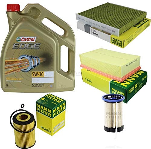 Filter Set Inspektionspaket 5 Liter Motoröl EDGE Titanium FST 5W-30 LL MANN-FILTER Innenraumfilter Kraftstofffilter Luftfilter Ölfilter