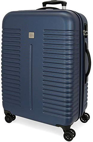 Roll Road India Valise Moyenne Bleu 48x70x27 cms Rigide ABS Serrure à combinaison 75L 3,7Kgs 4 roues doubles Extensible