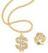 Hip Hop Dollar Halskette & Ringe, Rapper Plated Chain, Hip Hop Hop Plated Ring, Dollarzeichen Anhänger Halskette Kette, Rap Sänger Gold US Dollar Anhänger Kette, Hip Hop Hop Rapper Zubehör