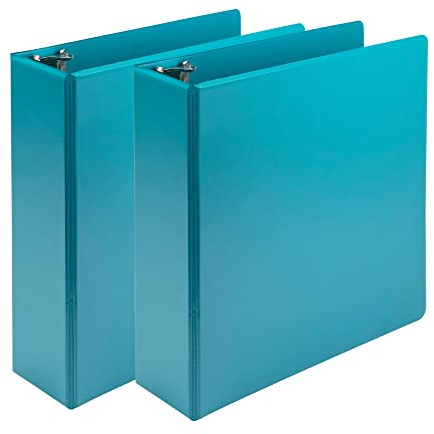 Samsill Earth’s Choice™, Durable Fashion Color 3 Ring View Binder, 3 Inch Round Ring, Up to 25% Plant Based Plastic, Eco-Friendly, USDA Certified Biobased, Turquoise, Value 2 Pack (U86877)