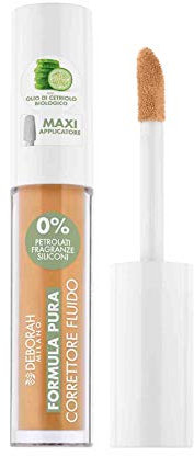 Deborah Correttore Fluido Formula Pura N.03 Sand, 0% Siliconi, Antirughe Borse e Occhiaie, riduce Imperfezioni e Discromie, Finish Luminoso, con Olio di Cetriolo Bio e Filtri Anti Luce Blu