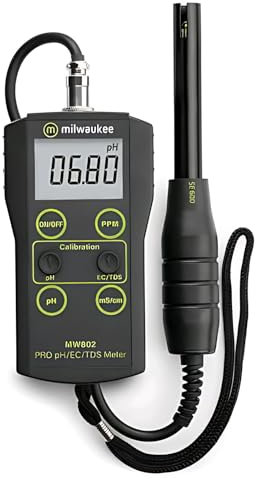 Weedness Milwaukee Combigerät MW802 pH & Ec-Messgerät - Garten Pflanzen Wert Pooltester Teststreifen für Pool pH-Meter Messen Wassertester Digital Aquarium Grow Anbau Indoor