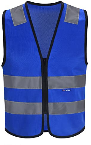 4 Farben Reiten Unisex Hohe Sichtbarkeit Warnweste Herren Reflektierende Weste Reißverschluss EN ISO 20471 (XS, Blau)