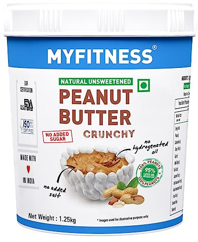 MYFITNESS Peanut Butter Natural Crunchy Non-GMO Gluten-Free No Preservative All Natural Ingredient High Protein Made with American Recipe, 1.25 kg