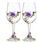XUDREZ Handmade Painted Enamel Flower Gin Balloon Glass Wine Glass Birthday Gifts for Women Mum Friends Mothers Day, Lead-Free (Purple Lily（Set of 2）)