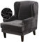 TOPCHANCES Wingback-Stuhlhusse, 2-teilig, Stretch-Samt, Plüsch, Flügellehne, Sesselbezug mit elastischer Unterseite für Ohrensessel, Sessel (dunkelgrau)