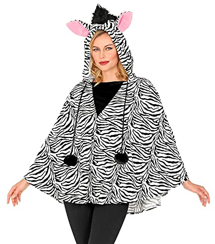 W WIDMANN MILANO Party Fashion - Poncho mit Kapuze, Tierkostüm für Erwachsene, Umhang für Karneval, Mottoparty