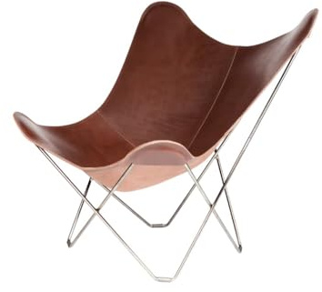 Cuero Pampa Mariposa Butterfly Chair Stahl/Leder Chocolate-Chrome Braun-Chrome, Größe: 87cm x 92cm x 86cm, 1017