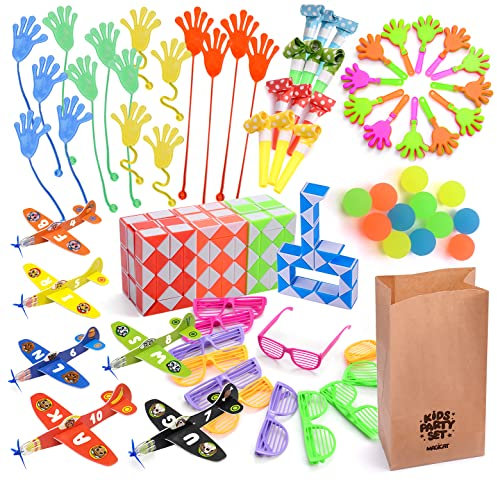 Magicat Mitgebsel Kindergeburtstag Party Set I 102 Teile I Mitgebsel Weihnachten I Give Aways Silvester Party Spiele Spielzeug I Party Gadgets für Kinder – Geschenkideen Jungen & Mädchen