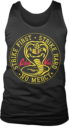 Cobra Kai Offizielles Lizenzprodukt Round Patch Tank Top Weste Vest (Schwarz)