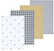 Sleepdown Bubble Bee Printed & Waffle Tea Towels 100% Cotton Half Panama - Super Absorbent Luxury Hotel Quality Kitchen Towel - Pack of 4 - White - 46cm x 65cm