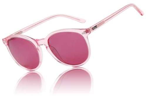 DUCO Retro Polarisierte Damen Sonnenbrille Vintage UV400 Schutz Sonnenbrillen Leichtgewicht Acetat Rahmen 1230 (Rosa Rahmen Lila Linse)