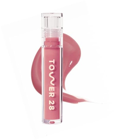 Tower 28 ShineOn Lip Gloss Jelly - Hydrating Tinted Lip Balm + Milky Gloss for Sensitive Lips - Non-Sticky + High-Shine Jelly Formula with Nourishing Oil Blend - Pistachio - Nude Pink (0.13)